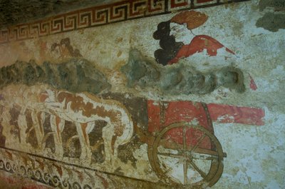 Vægmaleri fra Infernal-graven Quadriga vægmaleri detalje af 378994 af Etruscan